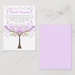 Purple and Green Bird Baby Shower Book Request Enclosure Card