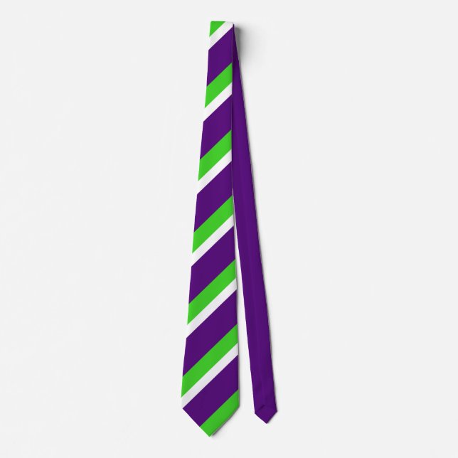 [Purple and Green] Bold Stripes Tie (Front)