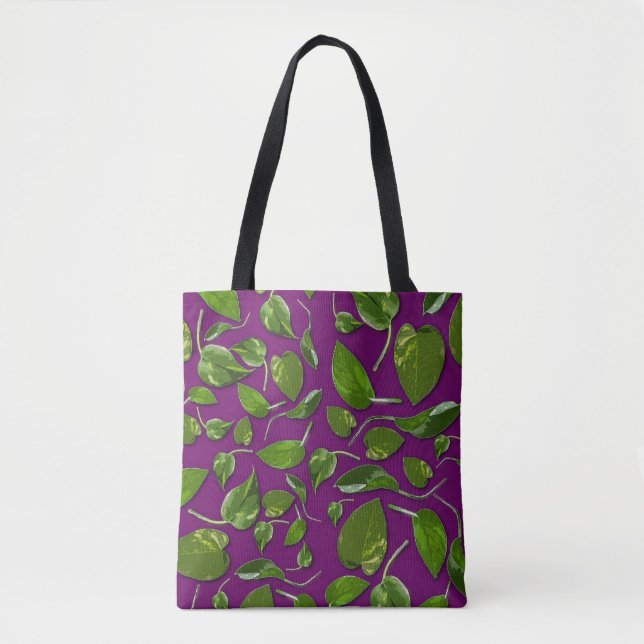 Purple and Green Botanical Canvas tote  Bag (Front)