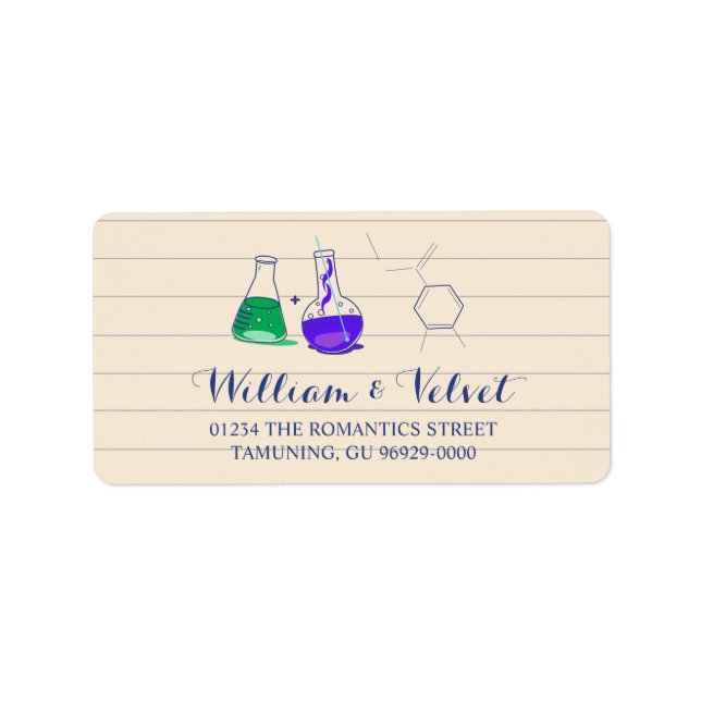 Purple and Green Chemistry Wedding Address Labels (Front)