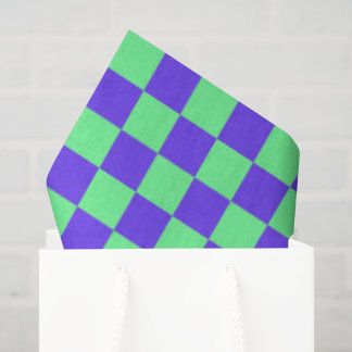 Purple and Green Chequerboard Pattern Tissue Paper
