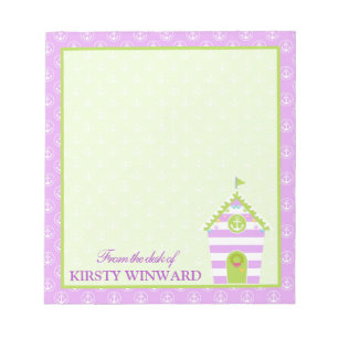 Purple and Green Christmas Beach Hut Anchors Notepad