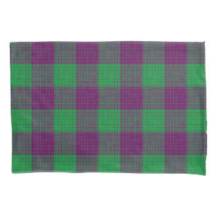 Purple and Green Crosshatch Chequered Pattern Pillowcase