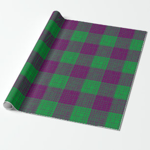 Purple and Green Crosshatch Chequered Pattern Wrapping Paper
