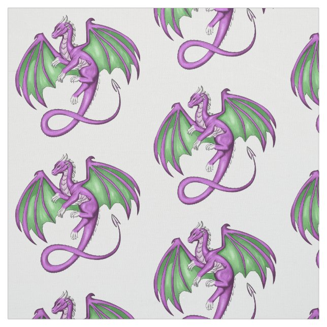 Purple and Green Dragon Fabric (Swatch)