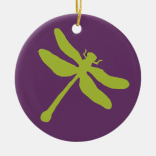 Purple and Green Dragonfly Ceramic Tree Decoration
