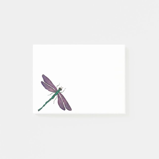 Purple and Green Dragonfly Post-it Notes (Front)