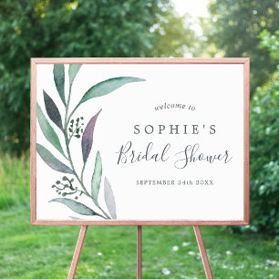 Purple and Green Eucalyptus Bridal Shower Welcome Poster