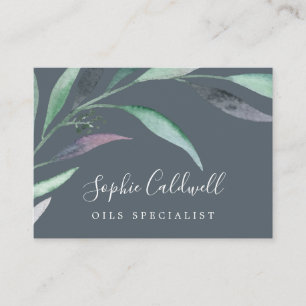 Purple and Green Eucalyptus   Grey Business Card