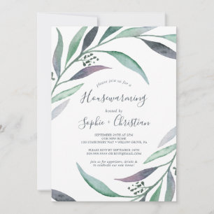 Purple and Green Eucalyptus Housewarming Party Invitation