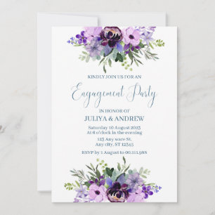 Purple and green Floral  Engagement Party  Invitation