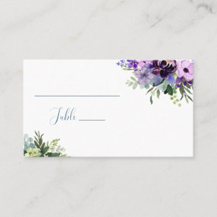 Purple and Green floral simple wedding Place Card