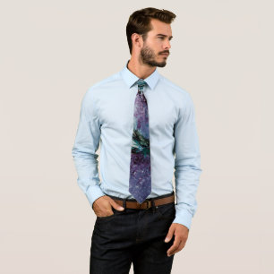 Purple and Green Funky Abstract Art Tie