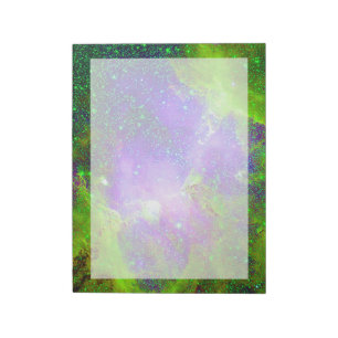 purple and green Galaxy Nebula space image. Notepad