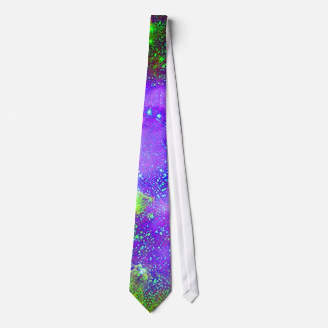 purple and green Galaxy Nebula space image. Tie (Front)