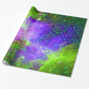 purple and green Galaxy Nebula space image. Wrapping Paper