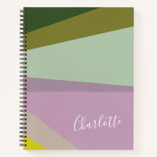 Purple and Green Geometric Art Personalised    Notebook