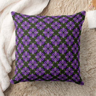 Purple And Green Geometric Repeating Pattern Cushion