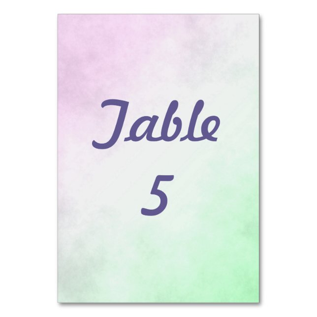 Purple and Green Gradient Design Table Number (Front)