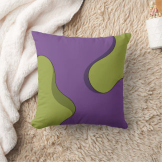 Purple and Green Groovy Wavy Abstract Pattern. Cushion