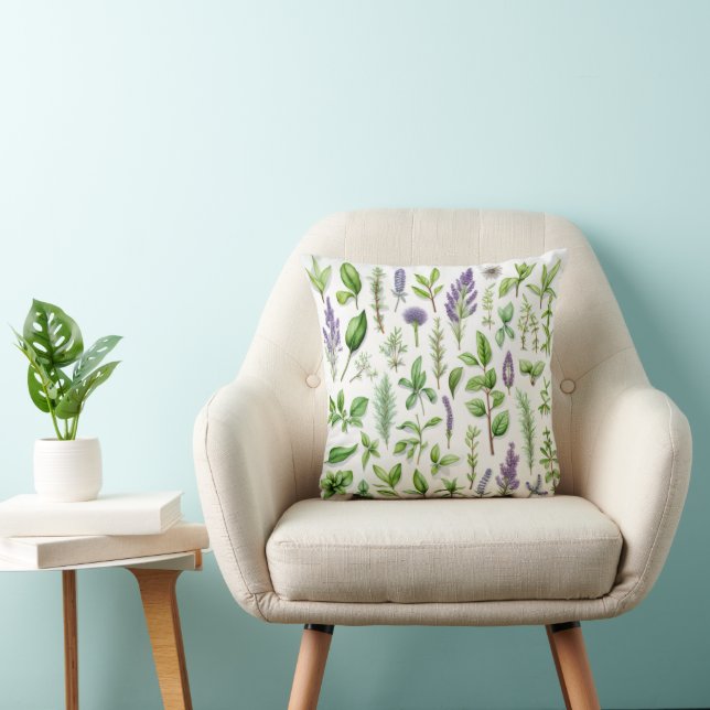 Purple and Green Herbs Cushion (Chair)