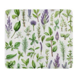 Purple and Green Herbs Cutting Board