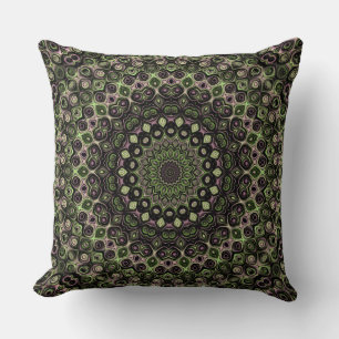 Purple and Green Jewel Tone Mandala Design Cushion