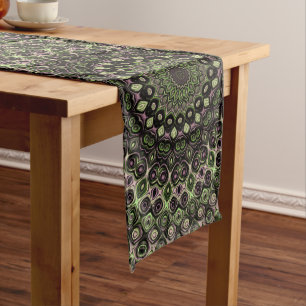 Purple and Green Jewel Tone Mandala Design Long Table Runner