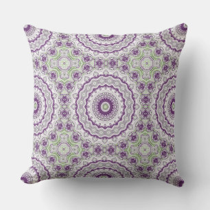Purple and Green Mandala Pattern Design Cushion