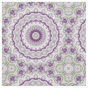 Purple and Green Mandala Pattern Design Fabric