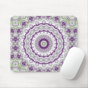 Purple and Green Mandala Pattern Design Mouse Pad