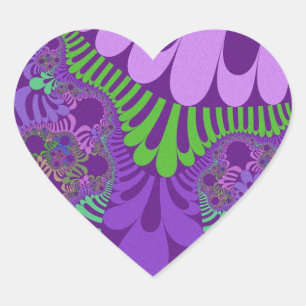 Purple and Green Mod Heart Sticker