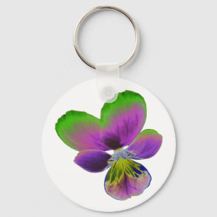 Purple and Green Pansy Keychain