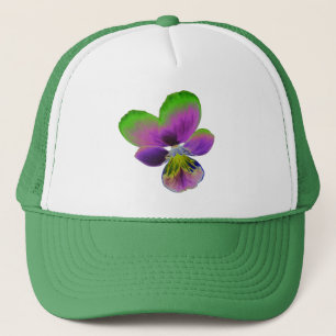 Purple and Green Pansy Trucker Hat