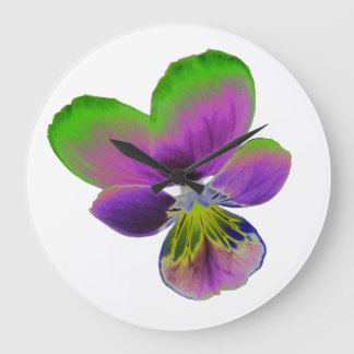 Purple and Green Pansy Wall Clock