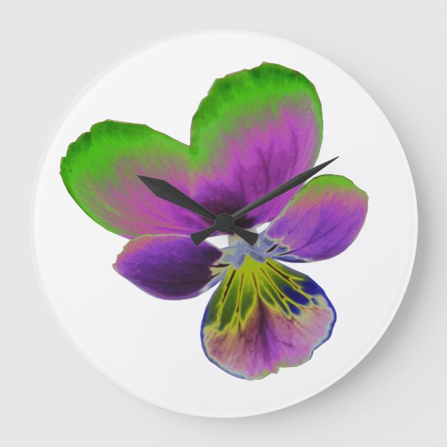 Purple and Green Pansy Wall Clock (Front)