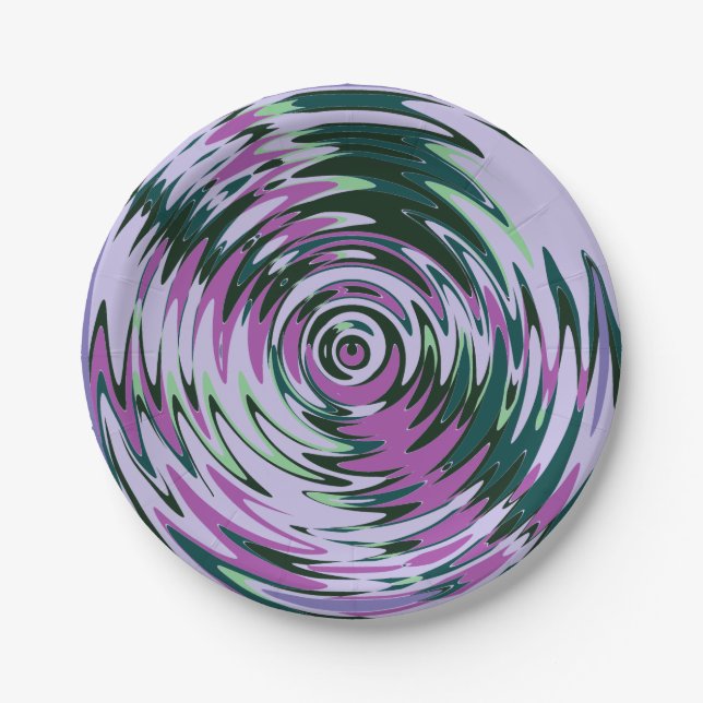 Purple and Green Party Plates Abstract Paper Dish (Front)