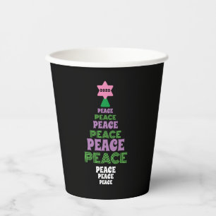  Purple and Green Peace Christmas Tree Add Year Paper Cups