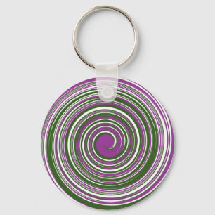 Purple and green pinwheel design key ring