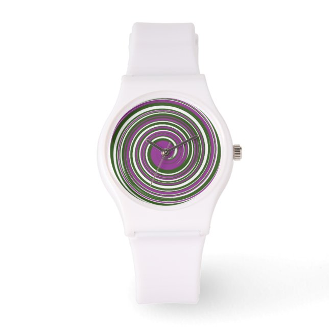 Purple and green pinwheel watch (Front)