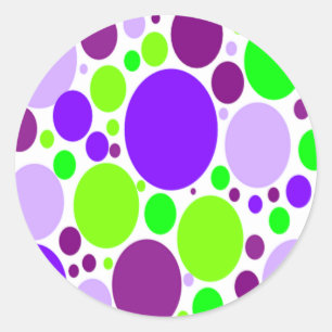 Purple And Green Polka Dots Classic Round Sticker