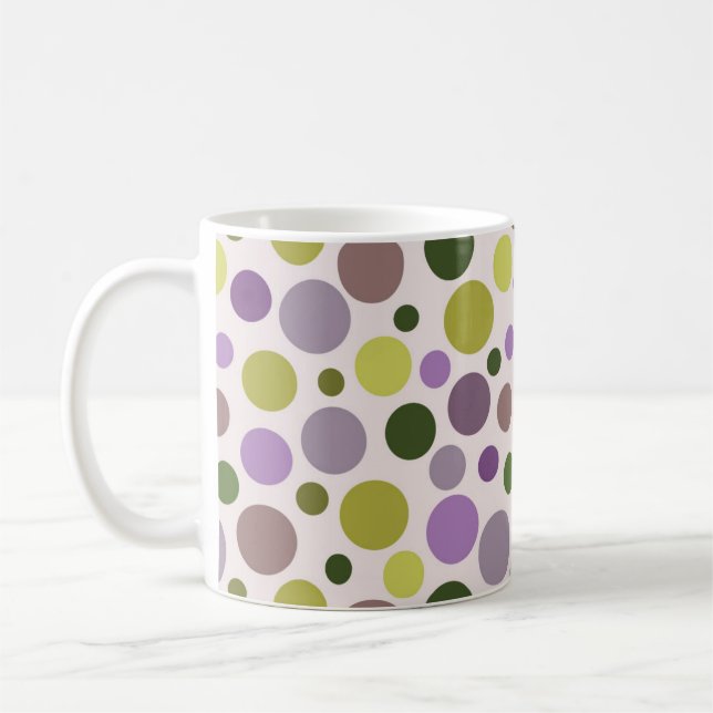 Purple and Green Polka Dots Coffee Mug (Left)