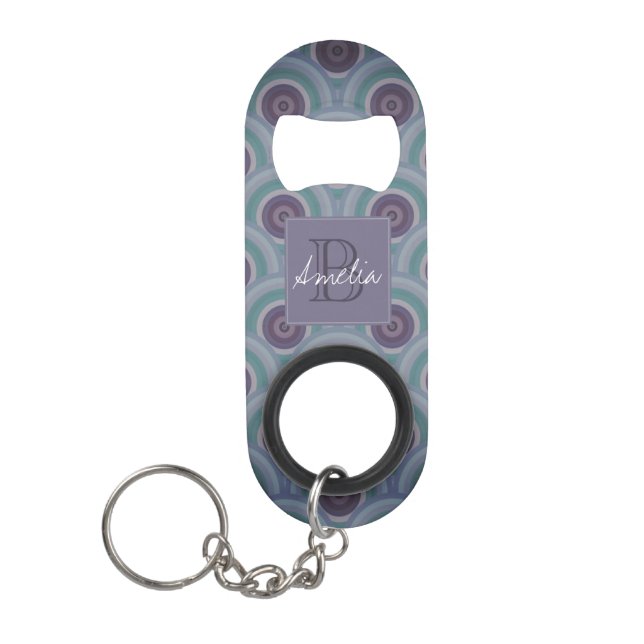Purple and Green Retro Circles Pattern Monogram (Front)