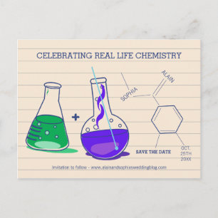 Purple and Green Save the Date Chemistry Postcards