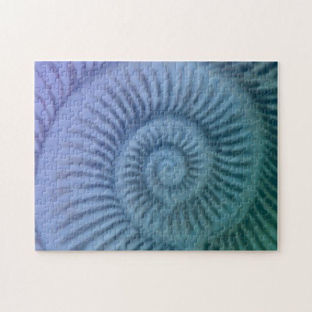 Purple and Green Spiral Ammonite Fossil Art Jigsaw Puzzle (Horizontal)