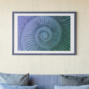 Purple and Green Spiral Ammonite Fossil Art Print