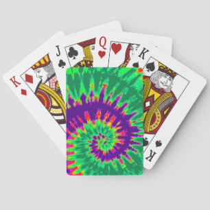Purple and Green Spiral Tie Dye Playing Cards