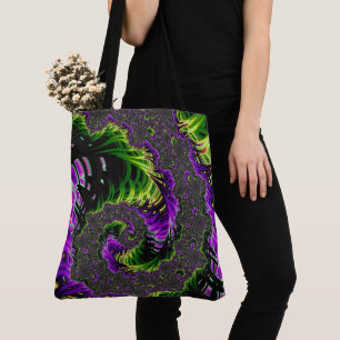 Purple and Green Spiral Tote Bag