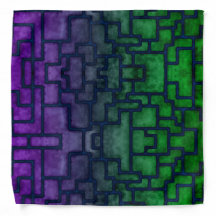 Purple and Green Squaretangle Bandana
