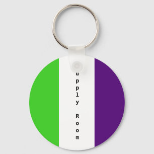 [Purple and Green] Striped Colour-Block Key Ring